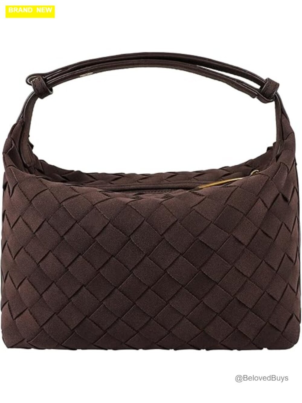 Faux Suede Hobo Handbag with Adjustable Strap, Hand-Woven Tote Bag